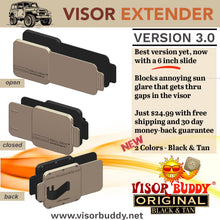 Load image into Gallery viewer, 1a. Visor Buddy Original V3.0 - Clip-On Extension for Windshield Sun Visor - Black &amp; Tan Edition for Reducing Sun Glare- Sun Glare Protection Visor Buddy
