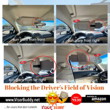Load image into Gallery viewer, Visor Buddy Original Edition Version 3.0 - Clip-On Extension for Windshield Sun Visor - Plugs Two Specific Gaps Encountered by Driver’s When Driving into the Sun. Visor Extender.
